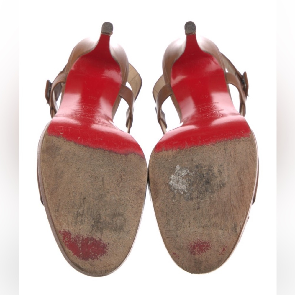 Christian Louboutin Tan T-strap Leather Heels ❤️ - Picture 5 of 5